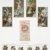 Christmas, New Year and Valentine cards depicting flowers, children and birds.