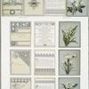 Wedding cards with decorative ornamentation, literary quotations, depicting white flowers, bells and hearts.
