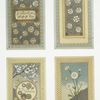 Valentine cards utilizing decorative design, depicting flowers, hearts, butterflies and a tree.