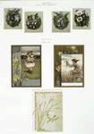 Easter and Valentine cards depicting flowers, girls, a bird and a dragonfly.