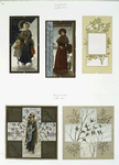 Christmas cards depicting birds, women, snow, holly and a child.
