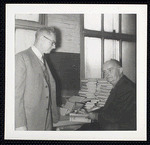Padraic Colum signing his "Collected poems" (1956 or 1957)
