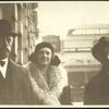 Arnold Bennett (left), D. Cheston Bennett, and S. de Conville (?) (in front of Lloyd Bank?)