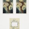 Christmas cards depicting an angel presenting the Christ child and decorative vase with flowers.