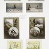 Christmas, New Year, and birthday cards depicting winter landscapes with dogs, rabbits, birds, and flowers.