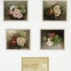 Christmas and birthday cards with roses and decorative ornamentation.