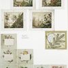 Christmas, New Year, and birthday cards with flowers, landscapes, and profile of woman.