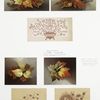 Christmas, New Year, and birthday cards depicting leaves, woman's profile, and ornamentation.