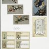 Christmas and New Year cards depicting flowers, crosses, butterflies, angels, birds, snow, and decorative plant forms.