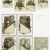 Valentines and Easter cards depicting young girls, child painting, butterflies, and botanical ornamentation