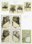 Valentines and Easter cards depicting young girls, child painting, butterflies, and botanical ornamentation