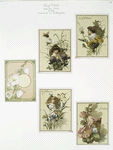 Valentines, Christmas and Easter cards depicting children, bees, butterflies, and botanical ornamentation.