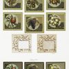 Thanksgiving cards depicting fruit on the vine; poems by Whittier.