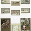 New Year cards and Valentines depicting flowers, birds, butterflies, angels, and young girls.
