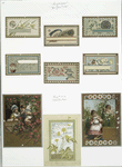 New Year cards and Valentines depicting flowers, birds, butterflies, angels, and young girls.
