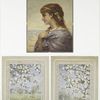 Aubert Valentine [Valentines depicting profile of woman; landscape with blossoming trees and young girl].