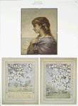 Aubert Valentine [Valentines depicting profile of woman; landscape with blossoming trees and young girl].