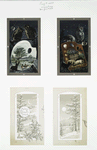Christmas and New Year cards depicting owls, cats, rabbits, pigs, ducks, painters' palates, and snow-covered landscapes.