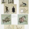 Christmas and New Year cards depicting animated men and women; flowers.
