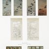 Christmas and New Year cards depicting birds in flight, snowy landscapes, and children.
