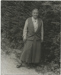 Gertrude Stein in front of the Villa "Les Charwelles" (Chamberg, France) where Rousseau lived with Madame de Warens, June 12, 1934.