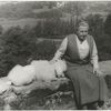 Gertrude Stein with Basket I on the terrace of her villa at Bilignin, Ain, France