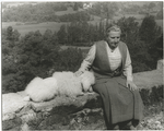 Gertrude Stein with Basket I on the terrace of her villa at Bilignin, June 13, 1934.