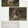 Christmas cards depicting flowers and ornamental box.