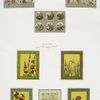 Christmas and New Year cards depicting flowers with decorative borders.