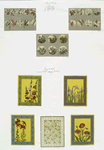 Christmas and New Year cards depicting flowers with decorative borders.