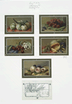 Thanksgiving and birthday cards depicting fruit : plums, berries, melon, bananas, cherries, and grapes.