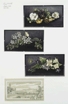 Easter cards depicting flowers and landscape with mountains.