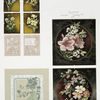 Christmas, New Year, and birthday cards depicting flowers, butterflies, a jug.