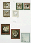 Christmas and New Year cards depicting girls, stars, and flowers.