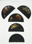 Fan-shaped Christmas and New Year cards decorated with leaves and flowers.
