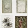 Aladdin's Lamp [Christmas and Birthday cards with poem by Joaquin Miller, lamp, peacock feathers, and woman holding lamp with flame].