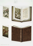 Christmas and birthday cards depicting flowers, the book, 'A Christmas Carol', and poem 'Christmas Wishes' by Joaquin Miller.