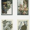 Valentines depicting women, books, flowers, owls, birds, an apple.