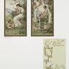 Valentines depicting women in classical dress with baby angels, harp, by F.S. Church; flowers with vase.