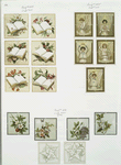 Christmas cards depicting angels, books, flowers, and stars.