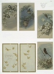 Easter cards depicting birds and butterflies on tree branches.