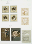 Easter cards and Valentines depicting young girls, and boy with flowers in fields.