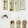 Valentines, Easter cards, and a marriage certificate, decorated with cupids, owls, dunce caps, bows and arrows, women, harps, plants, and flowers.