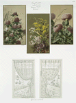 Christmas and New Year cards depicting flowers, birds, curtains, and landcapes.