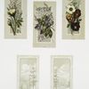 Christmas and New Year cards depicting flowers; winter scenes with snow-covered landscapes, trees, and the moon.