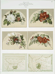 Christmas and New Year cards depicting flowers, draperies, and glass vases.