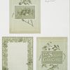 Christmas and New Year cards depicting profiles of four women, with butterflies, and decorative flowers and plants.