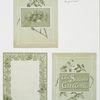 Christmas and New Year cards depicting profiles of four women, with butterflies, and decorative flowers and plants.