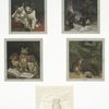Christmas cards depicting cats reading, bears dancing, owls singing, tortoise, and hare.