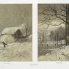 Prints depicting ice skating in December and a barn in January.]